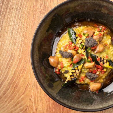 Plat raffiné servi au restaurant du Traiteur de Châtelaine à Genève.